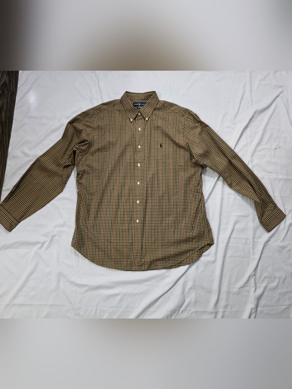 Ralph Lauren Men's Brown Plaid Classic Fit Button Down Long Sleeve Shirt